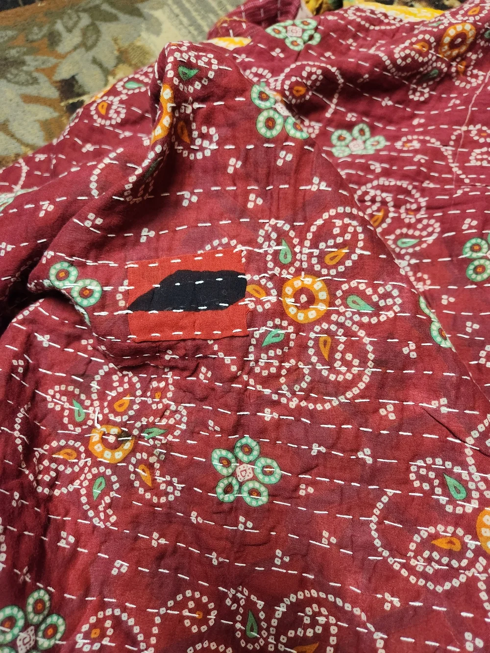 True Vintage-Kantha Rversible Twin Quilted Throw